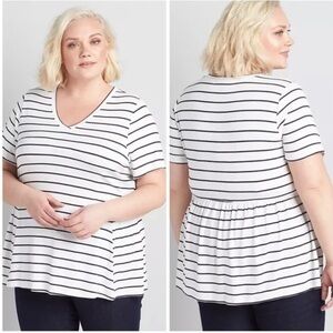 Lane Bryant Striped Peplum Tee Plus Size Casual NWT Size 18-20